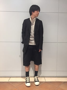 「Rick Owens（リックオウエンス）のアイテム（ジャケット/アウター）」を使った、fujisakiさん（メンズ・172cm）の春コーディネート