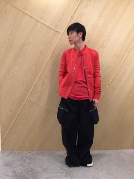 「Rick Owens（リックオウエンス）のアイテム（ジャケット/アウター）」を使った、fujisakiさん（メンズ・172cm）の春コーディネート