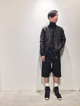 「RICK OWENS」｜「アイテム（ライダースジャケット）」を使った、fujisakiさん（メンズ・172cm）の秋コーディネート