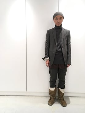 「RICK OWENS」｜「アイテム（ニットキャップ/ビーニー）」を使った、fujisakiさん（メンズ・172cm）の秋コーディネート