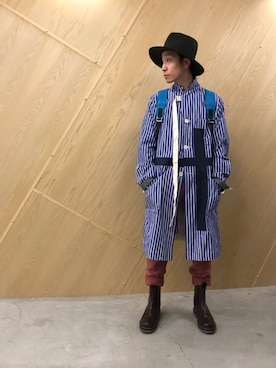 「2018ss」｜「アイテム（帽子）」を使った、fujisakiさん（メンズ・172cm）の冬コーディネート