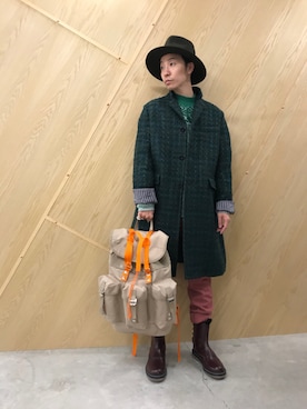 「2018ss」｜「アイテム（帽子）」を使った、fujisakiさん（メンズ・172cm）の冬コーディネート