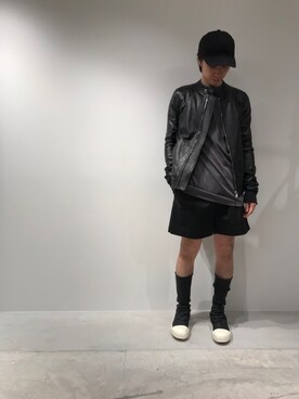 「Rick Owens（リックオウエンス）のアイテム（ジャケット/アウター）」を使った、fujisakiさん（メンズ・172cm）の春コーディネート