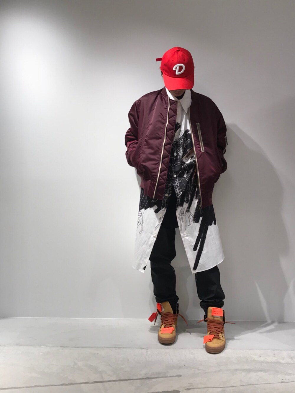 「2018ＡＷ、ラブアンドピース2018」｜「CHRISTIAN DADAのCHRISTIAN DADA ロゴエンブロイダリーベースボールキャップ（キャップ、レッド系）」を使った、fujisakiさん（メンズ・172cm）の秋コーディネートの1枚目の写真