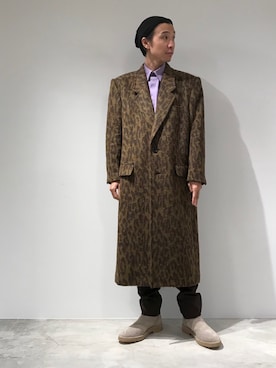 「JOHN LAWRENCE SULLIVAN（ジョンローレンスサリバン）のアイテム（チェスターコート）」を使った、fujisakiさん（メンズ・172cm）の秋コーディネート