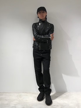 「JOHN LAWRENCE SULLIVAN（ジョンローレンスサリバン）のアイテム（ライダースジャケット）」を使った、fujisakiさん（メンズ・172cm）の秋コーディネート