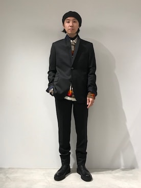 「19ss」｜「アイテム（帽子）」を使った、fujisakiさん（メンズ・172cm）の冬コーディネート