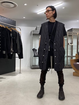 「Rick Owens（リックオウエンス）のアイテム（ジャケット/アウター）」を使った、fujisakiさん（メンズ・172cm）の夏コーディネート