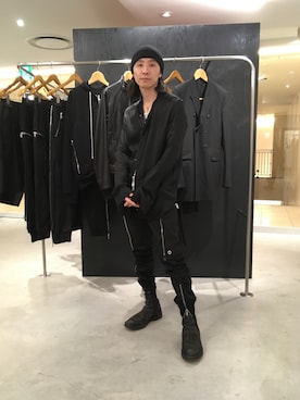 「Rick Owens（リックオウエンス）のアイテム（パンツ）」を使った、fujisakiさん（メンズ・172cm）の冬コーディネート