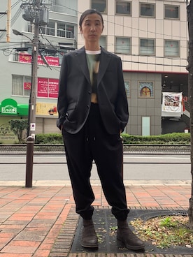 「アイテム（スーツジャケット）」を使った、fujisakiさん（メンズ・172cm）の冬コーディネート