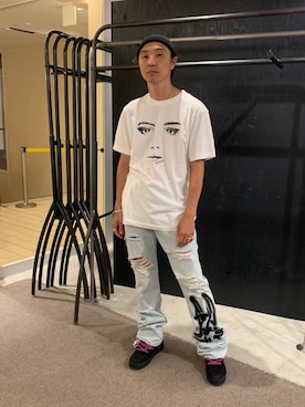 「off white（オフホワイト）のアイテム（パンツ）」を使った、fujisakiさん（メンズ・172cm）の夏コーディネート