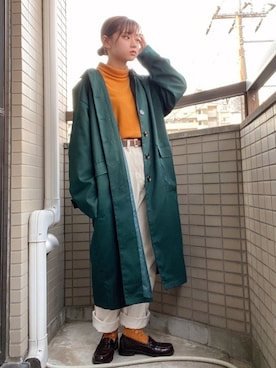 「kutir（クティール）のアイテム（ステンカラーコート）」を使った、けいさん（レディース・155cm）の冬コーディネート