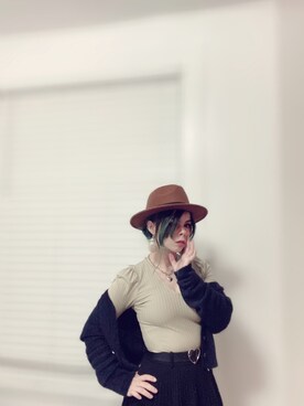 「H&M（エイチ・アンド・エム）のアイテム（ハット）」を使った、kri☆さん（レディース・157cm）の冬コーディネート