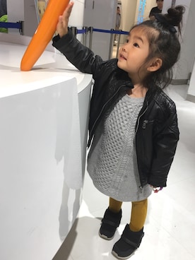「アイテム（ライダースジャケット）」を使った、★mei★さん（キッズ・90cm）の秋コーディネート