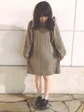 「アイテム（ワンピース/ドレス）」を使った、E m i r iさん（レディース・150cm・10代）の冬コーディネート