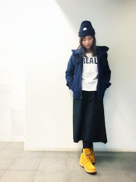 「unrelaxing（アンリラクシング）のアイテム（モッズコート）」を使った、OwOさん（レディース・156cm）の秋コーディネート
