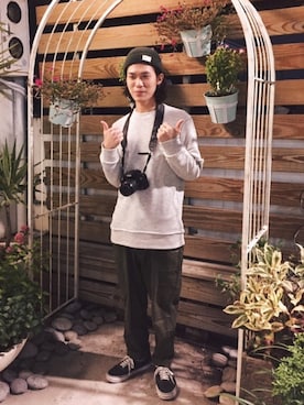 「LESS（レス）のアイテム（キャップ）」を使った、吳さん（メンズ・168cm）の冬コーディネート