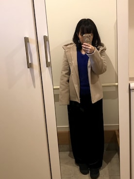 「フードコート」｜「アイテム（スリッポン）」を使った、kiyaさん（レディース・147cm）の冬コーディネート
