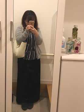 「Honeys（ハニーズ）のフレア袖ブラウス（シャツ/ブラウス、ブルー系）」を使った、kiyaさん（レディース）の秋コーディネート