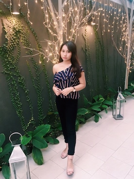 「Q&Q（キューアンドキュー）のアイテム」を使った、indahsariradaさん（レディース・154cm）の春コーディネート