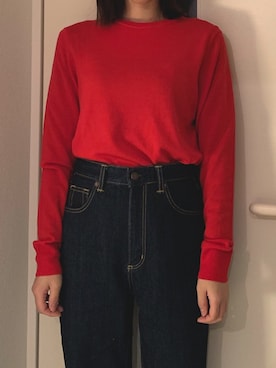 「ハイウエストストレートジーンズ」｜gmさん（レディース・159cm）の冬コーディネート