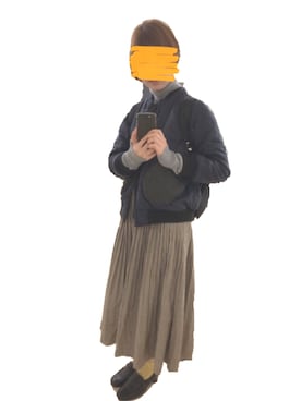 「POU DOU DOU（プードゥドゥ）のアイテム（MA-1）」を使った、べるみさん（レディース・160cm）の冬コーディネート