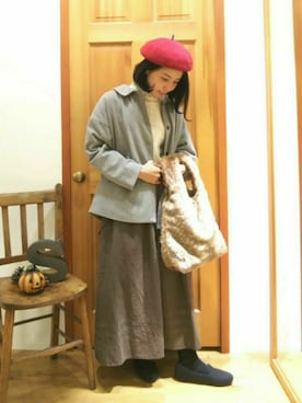 「TSUHARU by Samansa Mos2（ツハルバイサマンサモスモス）のアイテム（ハンチング/ベレー帽）」を使った、ＹＵＣＣＡさん（レディース・156cm）の秋コーディネート