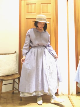 「ラベンダー」｜「アイテム（スリッポン）」を使った、ＹＵＣＣＡさん（レディース・156cm）の春コーディネート