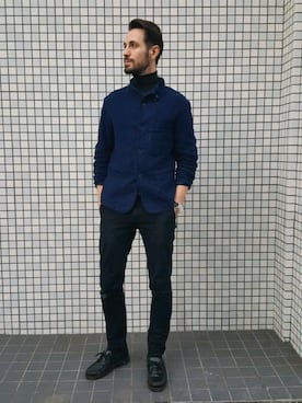 「45R」｜「アイテム（カバーオール）」を使った、ロマンさん（メンズ・183cm）の秋コーディネート