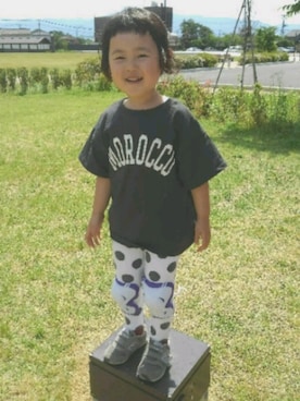 「NEW BALANCE（ニューバランス）のアイテム（スニーカー、グレー系）」を使った、cocoa5454さん（キッズ・120cm）の夏コーディネート