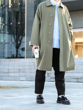 「アイテム（ステンカラーコート）」を使った、こーきさん（メンズ・166cm・20代）の冬コーディネート