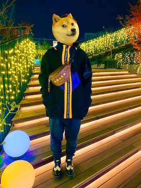 「原宿」｜「アイテム（チノパンツ）」を使った、はるやさん（メンズ・165cm）の冬コーディネート