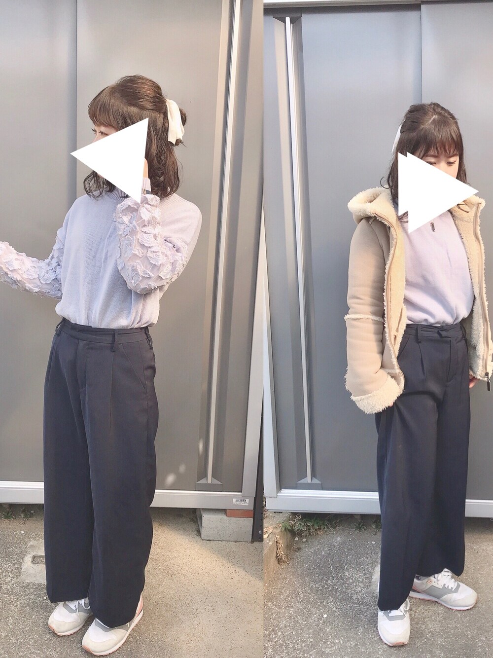 「OLIVE des OLIVEのアイテム（ニット/セーター、ブルー系）」を使った、みかりんさん（レディース・156cm）の冬コーディネートの1枚目の写真