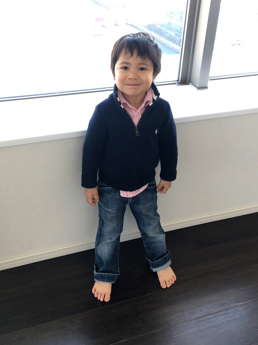 「POLO RALPH LAURENのアイテム（シャツ/ブラウス、ピンク系）」を使った、Kappaさん（キッズ・100cm）の春コーディネートの1枚目の写真