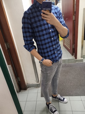 「PULL&BEAR（プルアンドベア）のアイテム（デニムパンツ）」を使った、Ryan SOさん（メンズ・182cm）の冬コーディネート