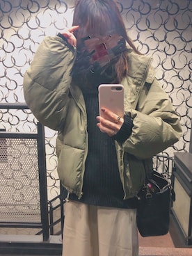 「fifth（フィフス）の中綿ショートダウンコート（ダウンジャケット/コート）」を使った、mimi♥さん（レディース・157cm）の冬コーディネート