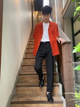 「NANO universe（ナノユニバース）のアイテム（ローファー）」を使った、nano・universe 渋谷神南 Mensさん（メンズ・170cm）の夏コーディネート