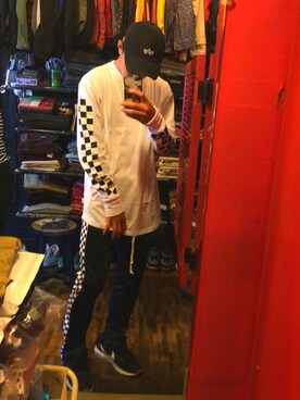 「※ALPHA（アルファ）のアイテム（キャップ）」を使った、fujiさん（メンズ・170cm）の秋コーディネート