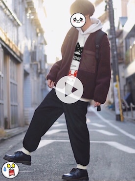 「ママファッション」｜「アイテム（その他アウター）」を使った、あげ壱ばん ☑️  ♻️🔰さん（メンズ・178cm）の冬コーディネート