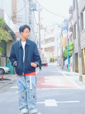 「SAINT LAURENT PARIS（サンローランパリ）のアイテム（ブルゾン）」を使った、ミルキーさん（メンズ・172cm）の秋コーディネート