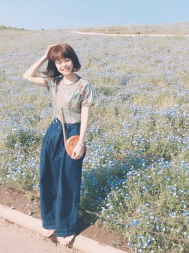 「ef-de（エフデ）のアイテム（パンツ）」を使った、Chine Chenさん（レディース・158cm）の夏コーディネート