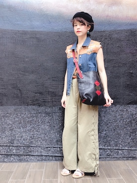 「CHAMULA（チャムラ）のアイテム」を使った、Chine Chenさん（レディース・158cm）の春コーディネート
