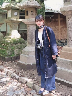 「UNIVERSAL OVERALL（ユニバーサルオーバーオール）のアイテム（ノーカラージャケット）」を使った、Chine Chenさん（レディース・158cm）の春コーディネート