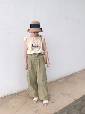 「CHAMULA（チャムラ）のアイテム」を使った、Chine Chenさん（レディース・158cm）の夏コーディネート