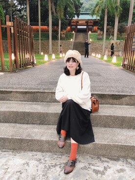 「VINTAGE（ヴィンテージ）のアイテム（その他シューズ）」を使った、Chine Chenさん（レディース・158cm）の秋コーディネート