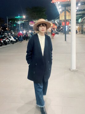 「SNIDEL（スナイデル）のアイテム（ダッフルコート）」を使った、Chine Chenさん（レディース・158cm）の冬コーディネート