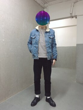 「MUJI」｜「アイテム（デニムジャケット）」を使った、k_nootdさん（メンズ・169cm）の冬コーディネート