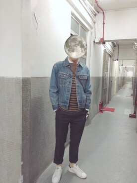 「MUJI」｜「アイテム（デニムジャケット）」を使った、k_nootdさん（メンズ・169cm）の冬コーディネート