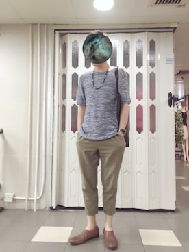 「initial（イニシャル）のアイテム（シューズ）」を使った、k_nootdさん（メンズ・169cm）の夏コーディネート