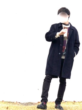 「ロングコート×スキニー」｜「Dr. Martens（ドクターマーチン）のアイテム（ブーツ）」を使った、しぐれさん（メンズ・180cm）の秋コーディネート